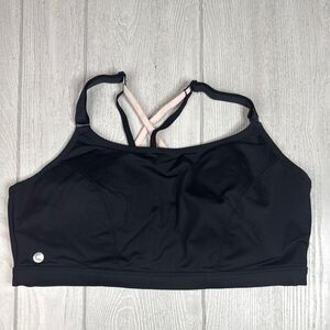 Cacique Sport black bra with pink lace, 4x, Size 26/28, Bust 51-56, Bra Size 44D